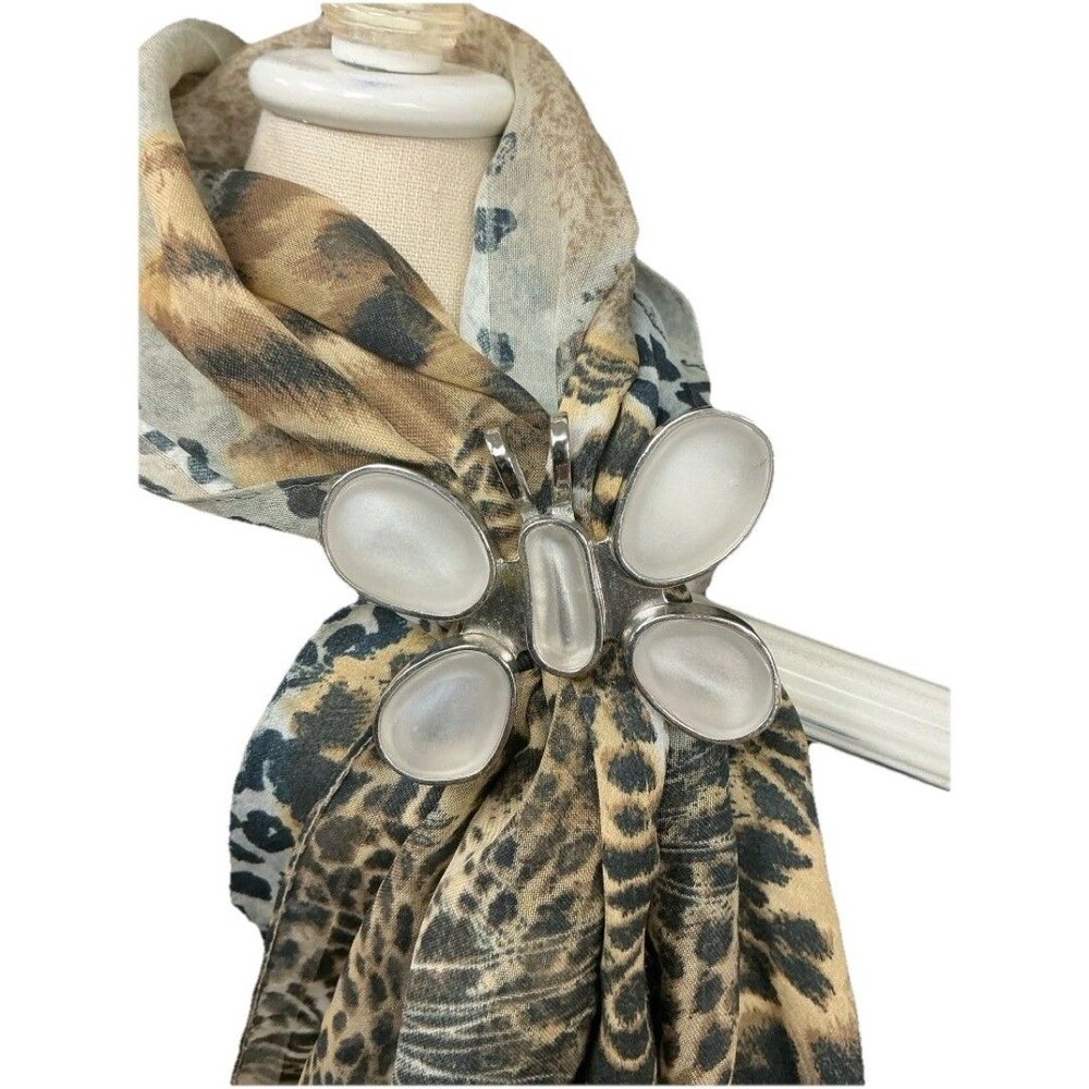 Vintage Rebecca Collins Butterfly Pendant Scarf Coat Clip Frosted Lucite Silver